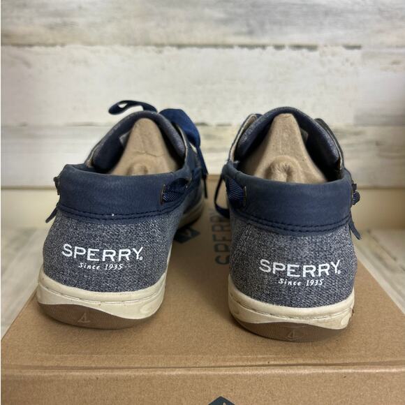 Sperry womens 7.5 Koifish sparkle canvas boat shoe loafer ribbon lace up leahter - Picture 5 of 7